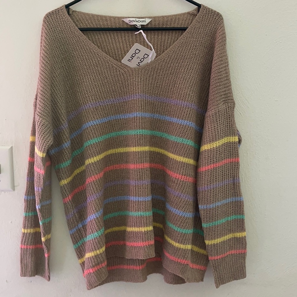 Pastel stripe sweater top size medium